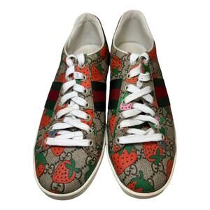 Gucci Ace Strawberry Print GG Supreme Sneakers